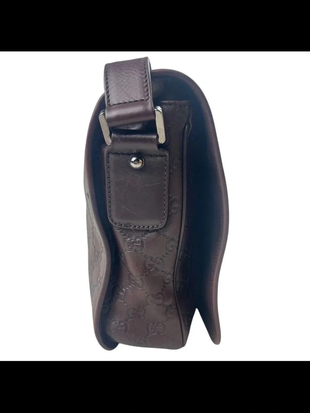 Gucci Dark Brown Embossed GG Messenger Bag